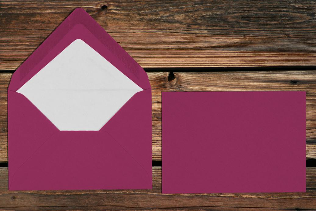 Briefhüllen mit Seidenfutter C7 81x114 mm Nassklebend Amarena gerippt 100 g/qm